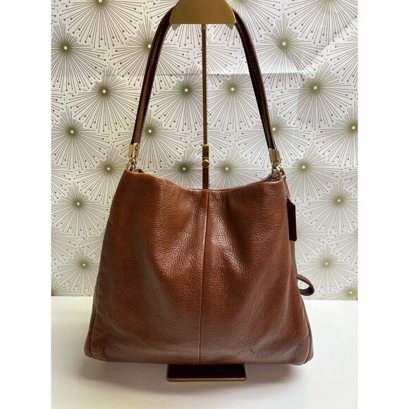 Coach Madison Phoebe cognac-colored pebbled leather shoulder bag - Picture 2 of 15